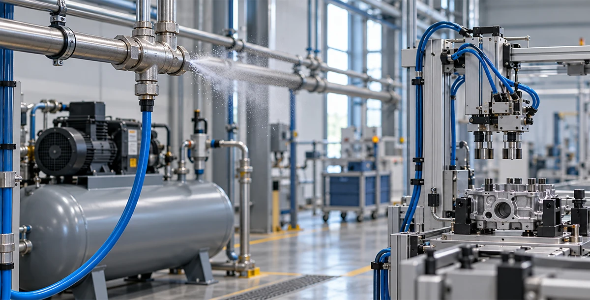 Compressed air leaks and idle running in automotive plant